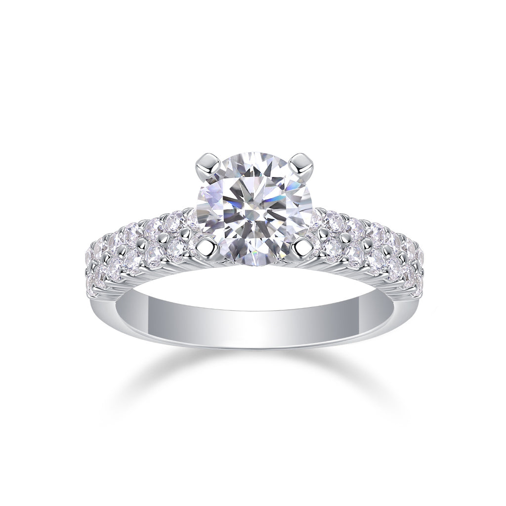 Arrange Large Diamond Rings, Wedding Rings, Luxury Fashion Set Moissanite Silver Rings